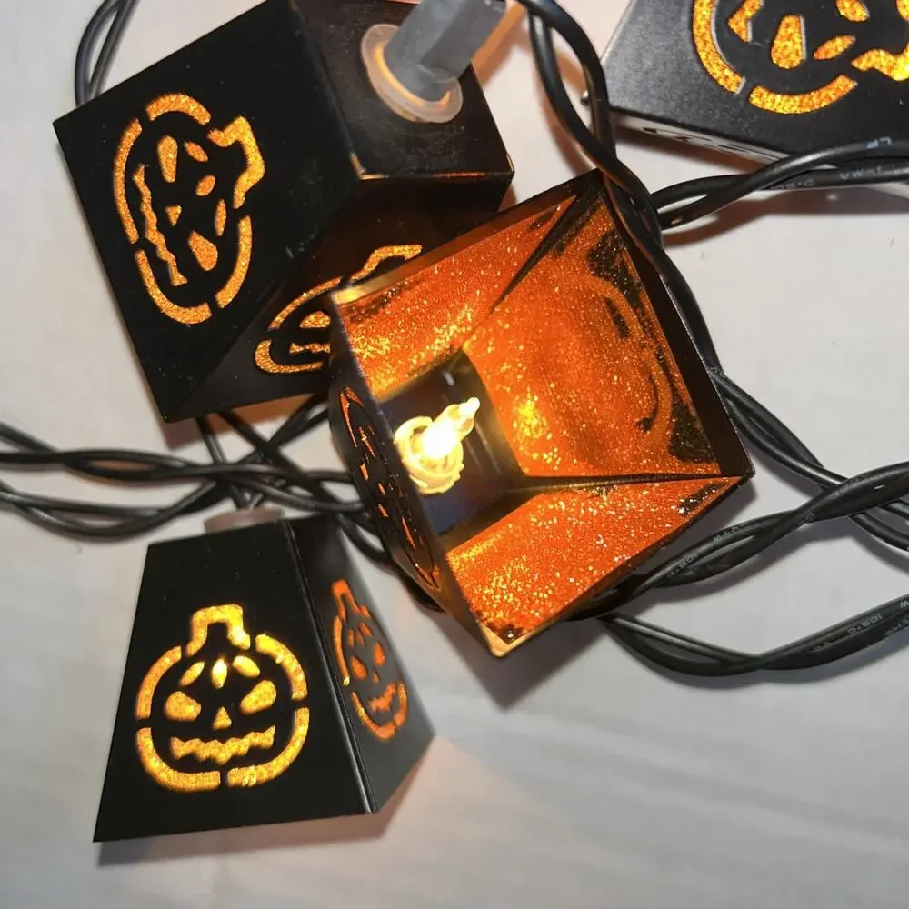 Halloween 10 count pumpkin Jack O Lantern lights with boxes Working Used Good